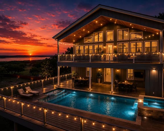 Luxe Waterfront 24 guests- Pool/ Hot Tub/ Lakeside